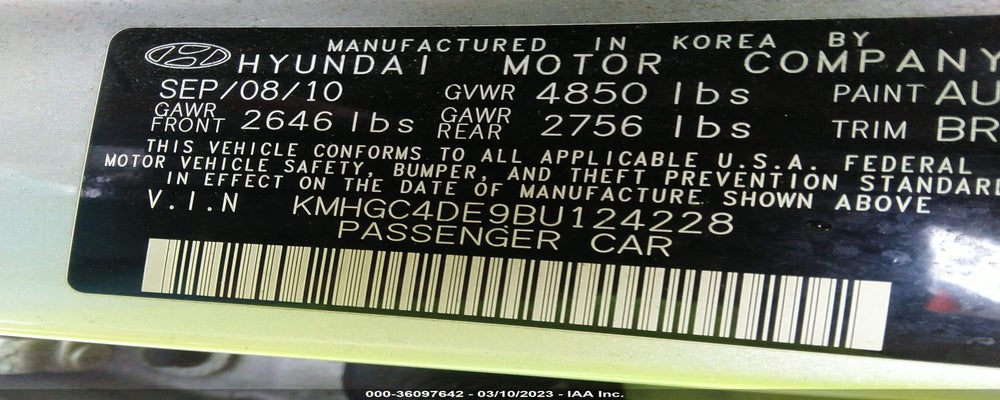 KMHGC4DE9BU124228 2011 HYUNDAI GENESIS photo no. 9