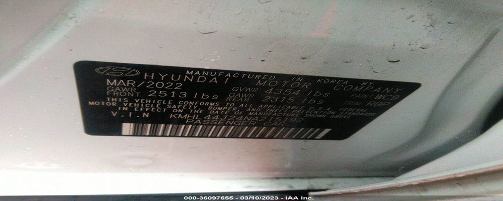 KMHL44J24NA215192 2022 HYUNDAI SONATA photo no. 9
