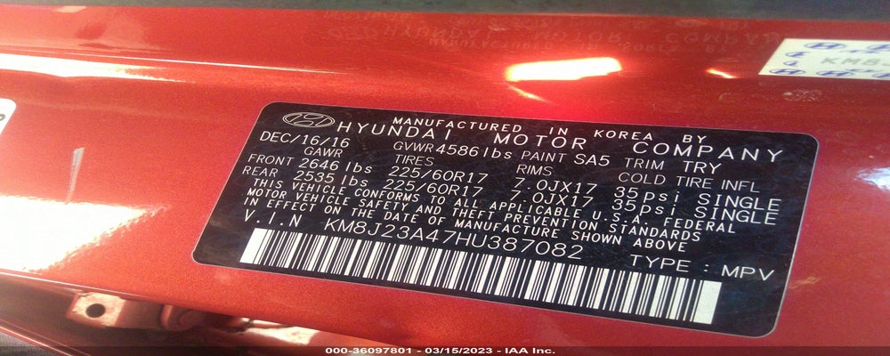 KM8J23A47HU387082 2017 HYUNDAI TUCSON photo no. 9