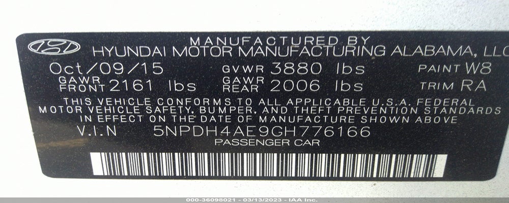 5NPDH4AE9GH776166 2016 HYUNDAI ELANTRA photo no. 9