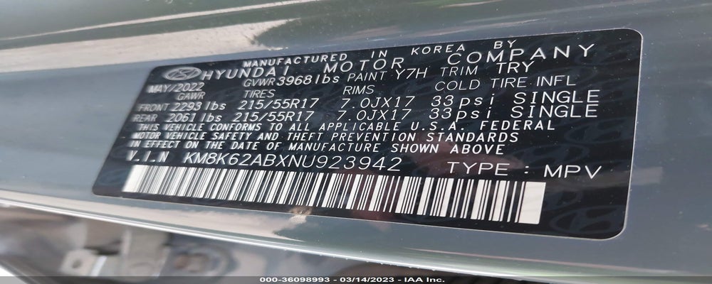 KM8K62ABXNU923942 2022 HYUNDAI KONA photo no. 9