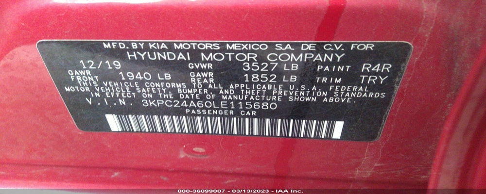 3KPC24A60LE115680 2020 HYUNDAI ACCENT photo no. 9