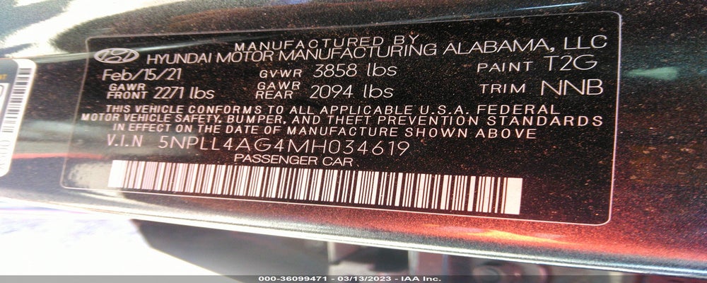 5NPLL4AG4MH034619 2021 HYUNDAI ELANTRA photo no. 9
