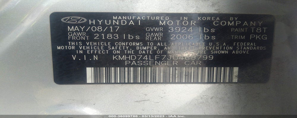KMHD74LF7JU468799 2018 HYUNDAI ELANTRA photo no. 9