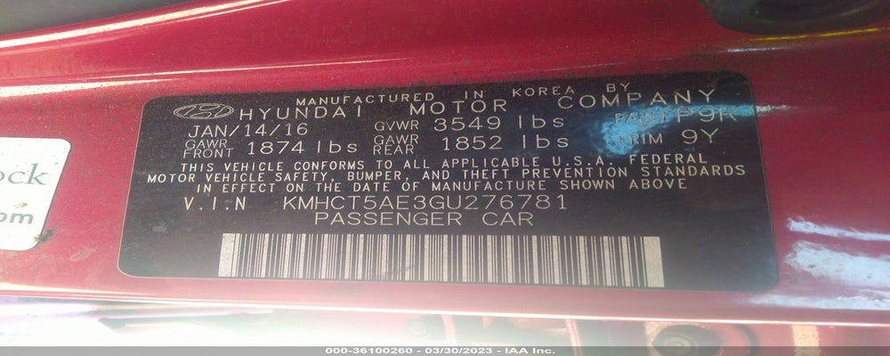 KMHCT5AE3GU276781 2016 HYUNDAI ACCENT photo no. 9