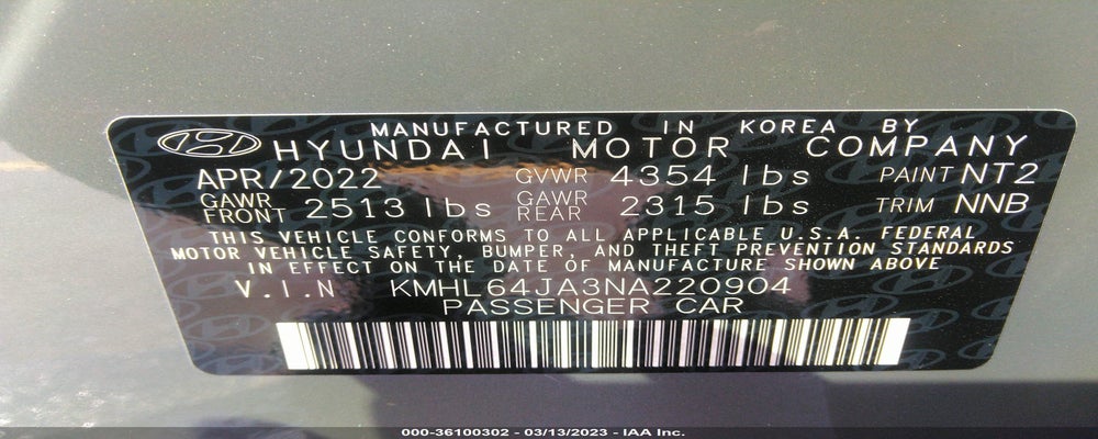 KMHL64JA3NA220904 2022 HYUNDAI SONATA photo no. 9