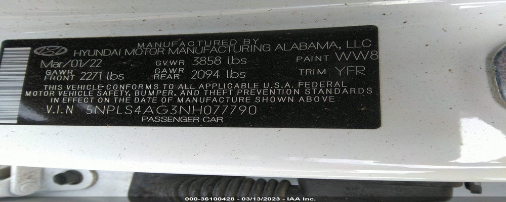 5NPLS4AG3NH077790 2022 HYUNDAI ELANTRA photo no. 9