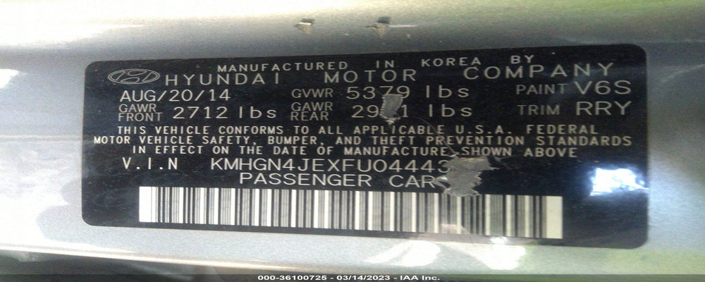 KMHGN4JEXFU044439 2015 HYUNDAI GENESIS photo no. 9