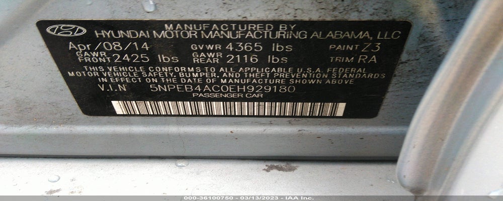 5NPEB4AC0EH929180 2014 HYUNDAI SONATA photo no. 9