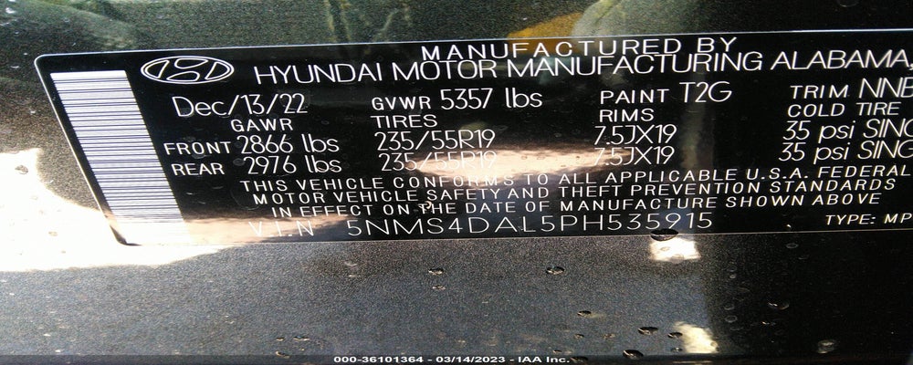 5NMS4DAL5PH535915 2023 HYUNDAI SANTA FE photo no. 9