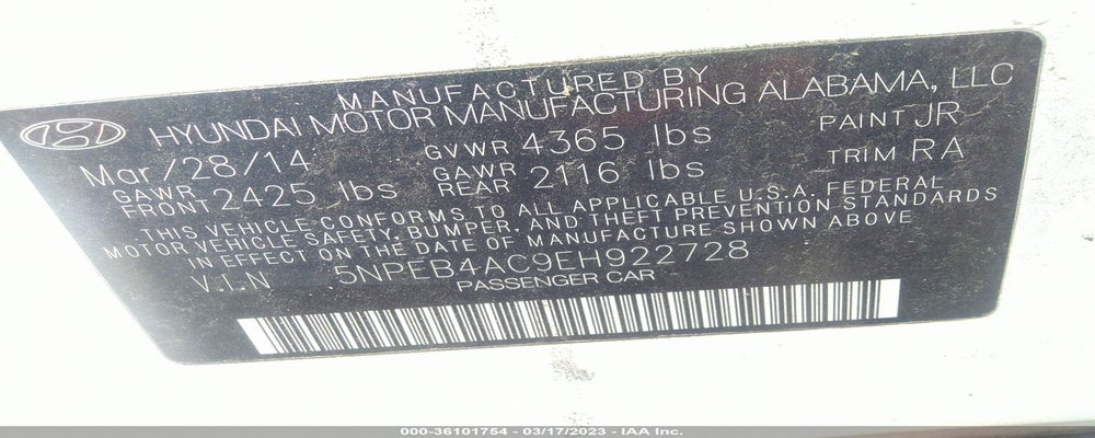 5NPEB4AC9EH922728 2014 HYUNDAI SONATA photo no. 9