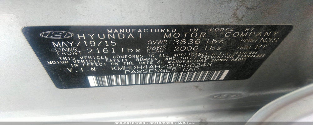 KMHDH4AH2GU558243 2016 HYUNDAI ELANTRA photo no. 9