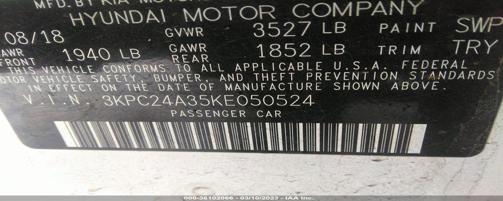 3KPC24A35KE050524 2019 HYUNDAI ACCENT photo no. 9