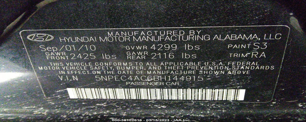 5NPEC4AC6BH144915 2011 HYUNDAI SONATA photo no. 9