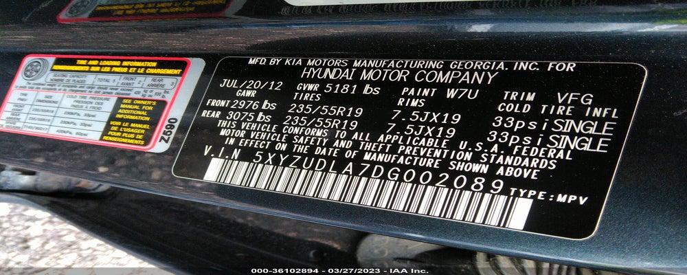 5XYZUDLA7DG002089 2013 HYUNDAI SANTA FE photo no. 9