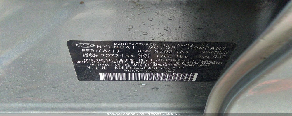 KMHDH4AE4DU793177 2013 HYUNDAI ELANTRA photo no. 9