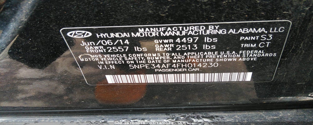 5NPE34AF4FH014230 2015 HYUNDAI SONATA photo no. 9