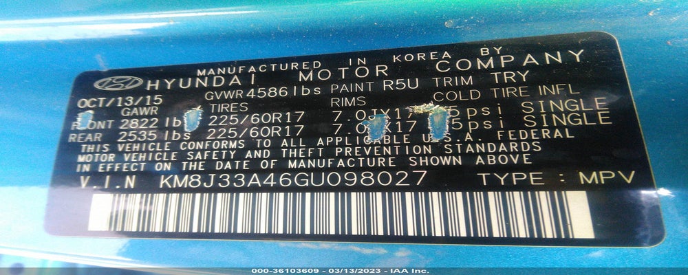 KM8J33A46GU098027 2016 HYUNDAI TUCSON photo no. 9