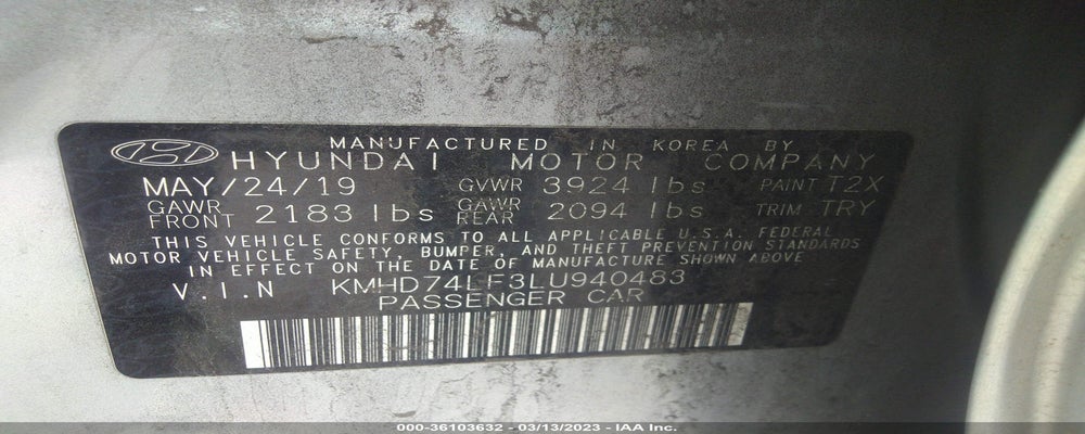 KMHD74LF3LU940483 2020 HYUNDAI ELANTRA photo no. 9