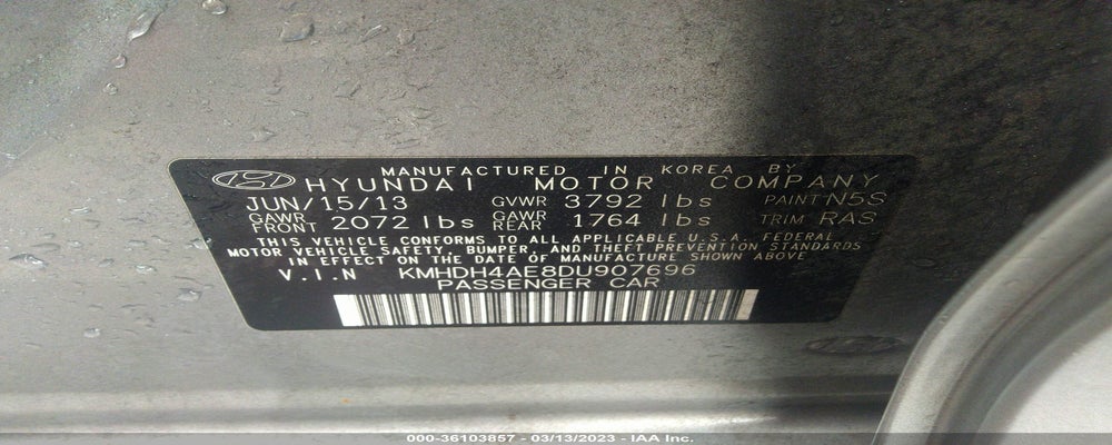 KMHDH4AE8DU907696 2013 HYUNDAI ELANTRA photo no. 9