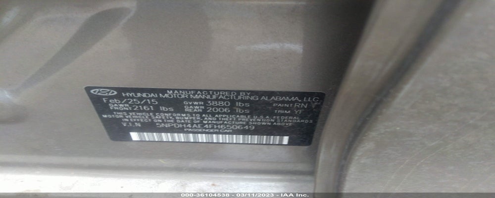 5NPDH4AE4FH650649 2015 HYUNDAI ELANTRA photo no. 9