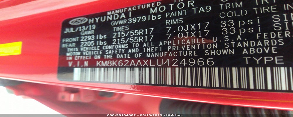 KM8K62AAXLU424966 2020 HYUNDAI KONA photo no. 9