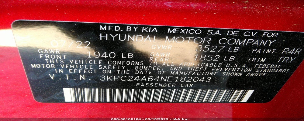 3KPC24A64NE182043 2022 HYUNDAI ACCENT photo no. 9