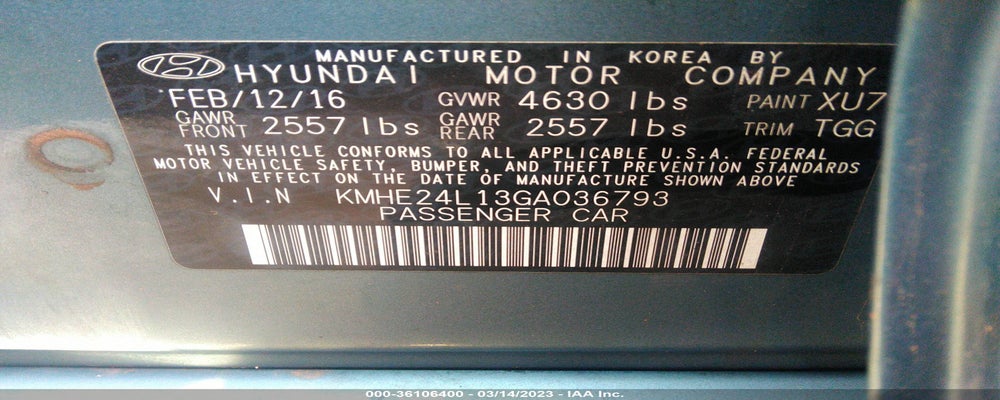 KMHE24L13GA036793 2016 HYUNDAI SONATA HYBRID photo no. 9