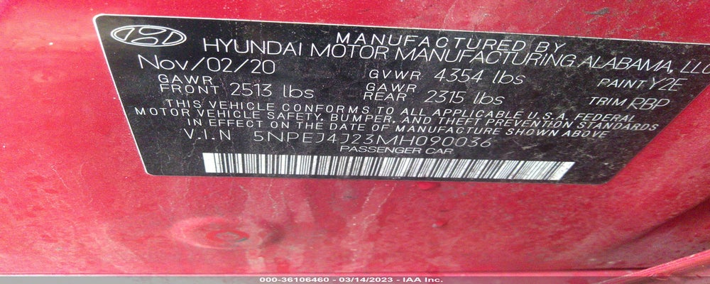 5NPEJ4J23MH090036 2021 HYUNDAI SONATA photo no. 9