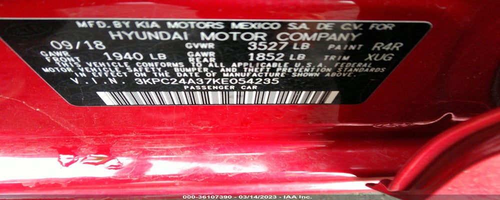 3KPC24A37KE054235 2019 HYUNDAI ACCENT photo no. 9