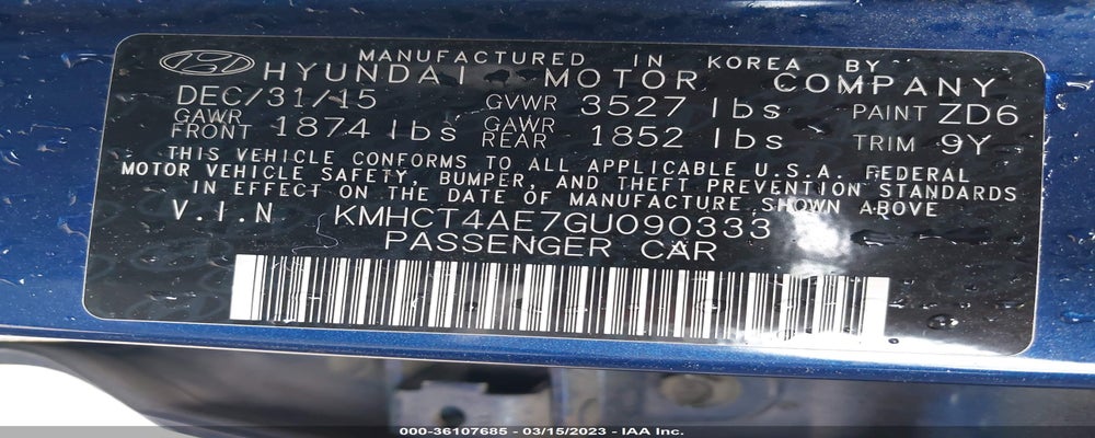 KMHCT4AE7GU090333 2016 HYUNDAI ACCENT photo no. 9