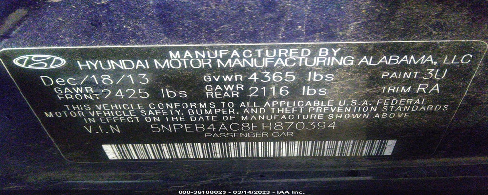 5NPEB4AC8EH870394 2014 HYUNDAI SONATA photo no. 9