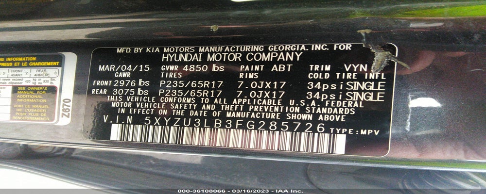 5XYZU3LB3FG285726 2015 HYUNDAI SANTA FE SPORT photo no. 9