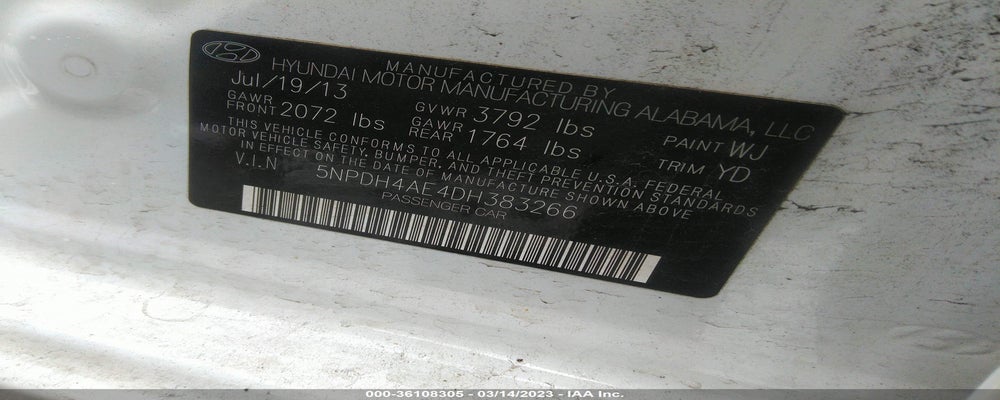 5NPDH4AE4DH383266 2013 HYUNDAI ELANTRA photo no. 9