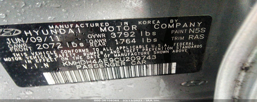 KMHDH4AE9CU209743 2012 HYUNDAI ELANTRA photo no. 9