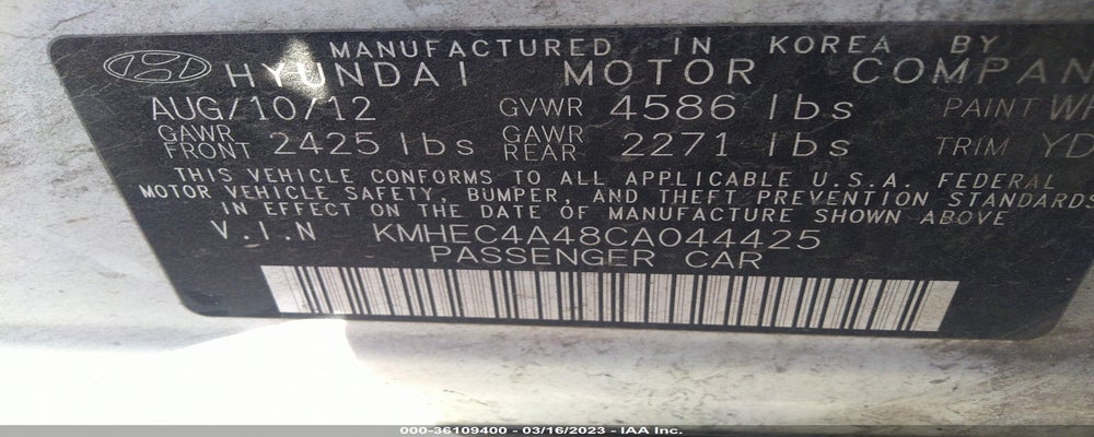 KMHEC4A48CA044425 2012 HYUNDAI SONATA photo no. 9