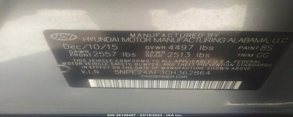 5NPE24AF3GH362864 2016 HYUNDAI SONATA photo no. 9