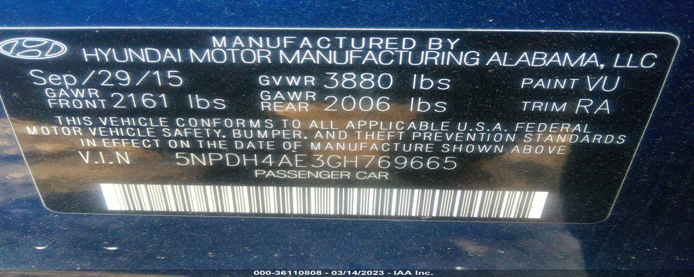 5NPDH4AE3GH769665 2016 HYUNDAI ELANTRA photo no. 9