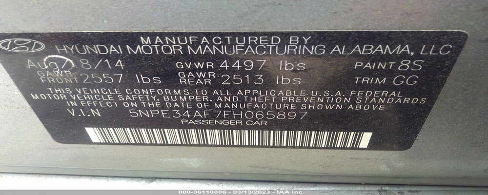 5NPE34AF7FH065897 2015 HYUNDAI SONATA photo no. 9