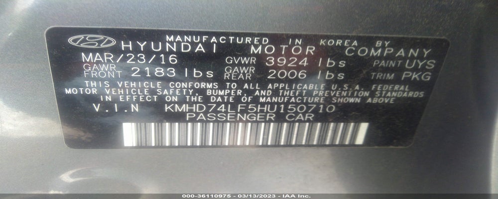 KMHD74LF5HU150710 2017 HYUNDAI ELANTRA photo no. 9