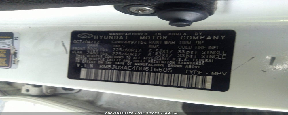 KM8JU3AC4DU616605 2013 HYUNDAI TUCSON photo no. 9
