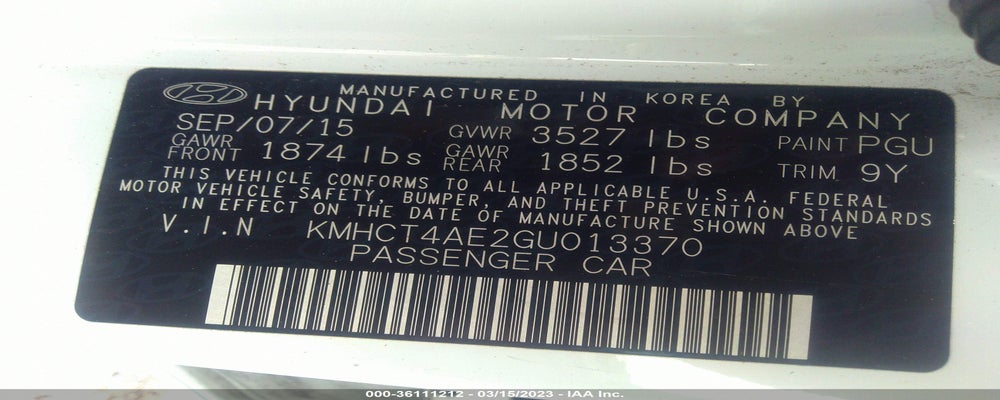 KMHCT4AE2GU013370 2016 HYUNDAI ACCENT photo no. 9