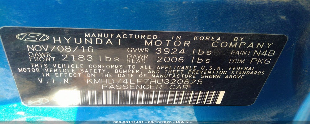 KMHD74LF7HU320825 2017 HYUNDAI ELANTRA photo no. 9