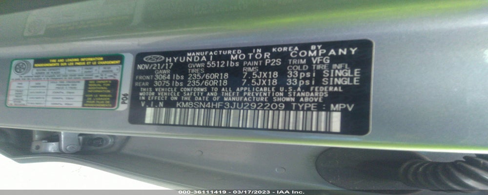 KM8SN4HF3JU292209 2018 HYUNDAI SANTA FE photo no. 9