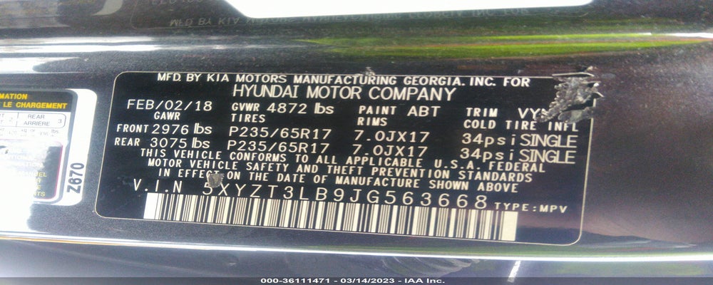 5XYZT3LB9JG563668 2018 HYUNDAI SANTA FE SPORT photo no. 9