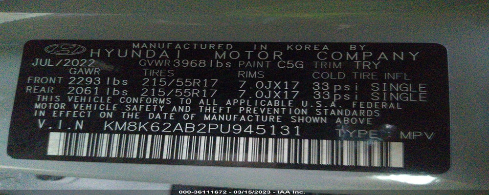 KM8K62AB2PU945131 2023 HYUNDAI KONA photo no. 9