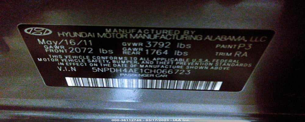 5NPDH4AE1CH066723 2012 HYUNDAI ELANTRA photo no. 9