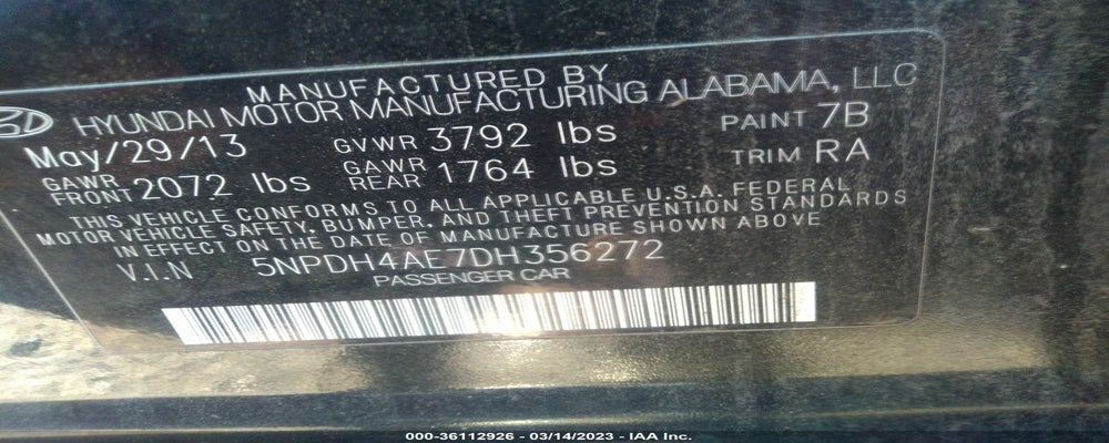 5NPDH4AE7DH356272 2013 HYUNDAI ELANTRA photo no. 9