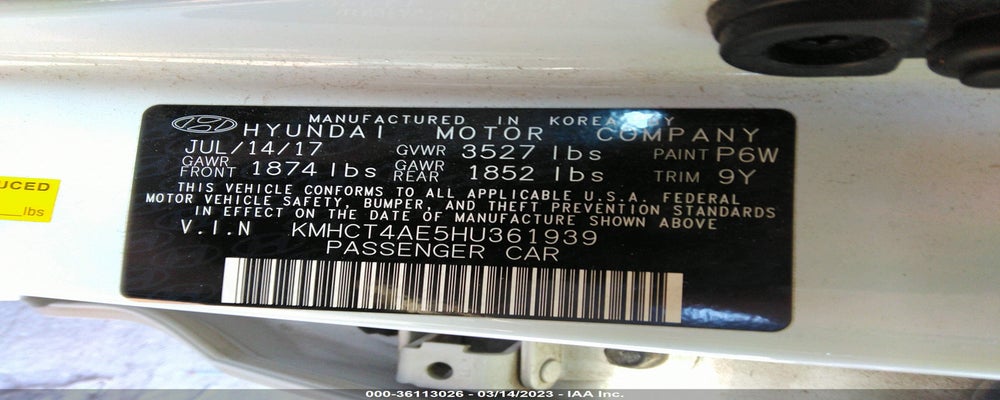 KMHCT4AE5HU361939 2017 HYUNDAI ACCENT photo no. 9
