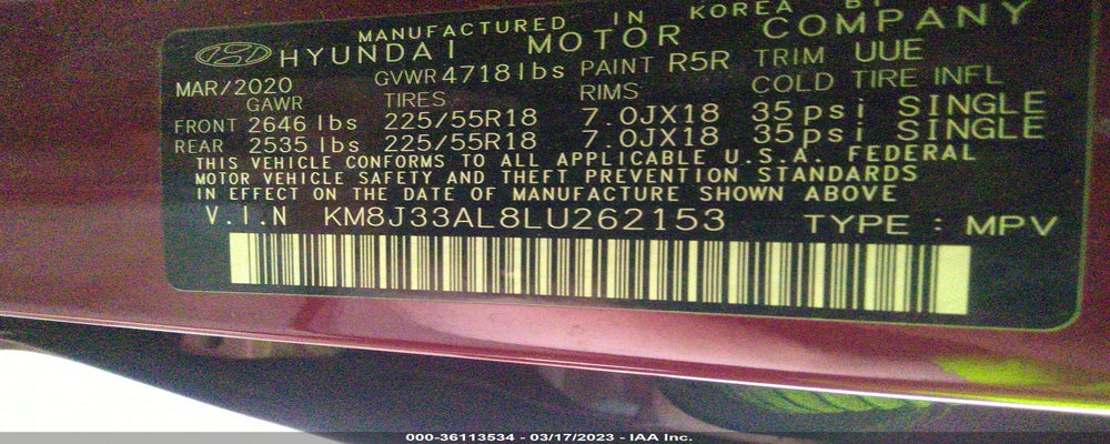 KM8J33AL8LU262153 2020 HYUNDAI TUCSON photo no. 9